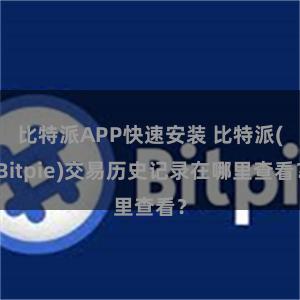 比特派APP快速安装 比特派(Bitpie)交易历史记录在哪里查看？